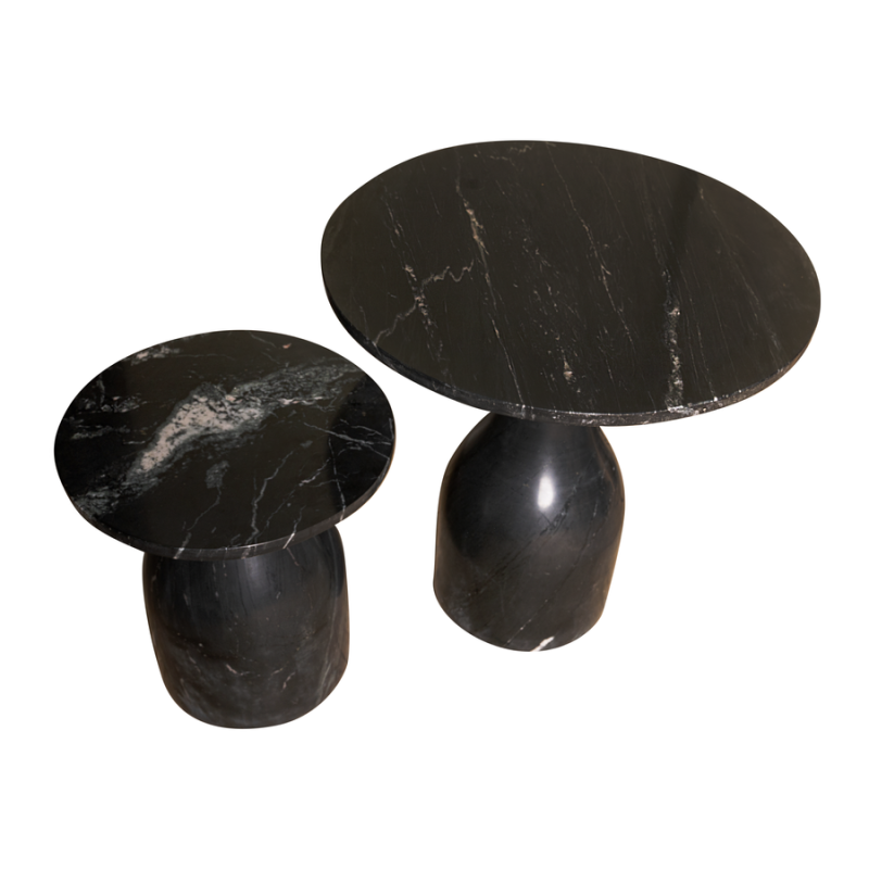 Bijzettafel Bergiola marmer zwart (set van 2 stuks)