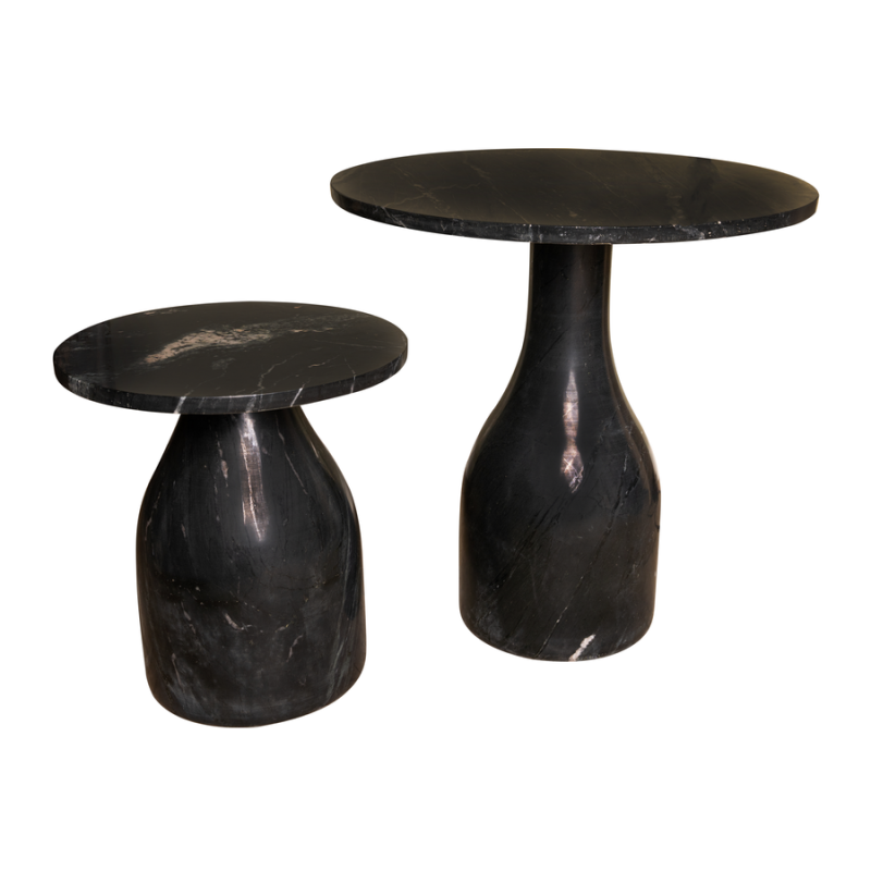 Bijzettafel Bergiola marmer zwart (set van 2 stuks)