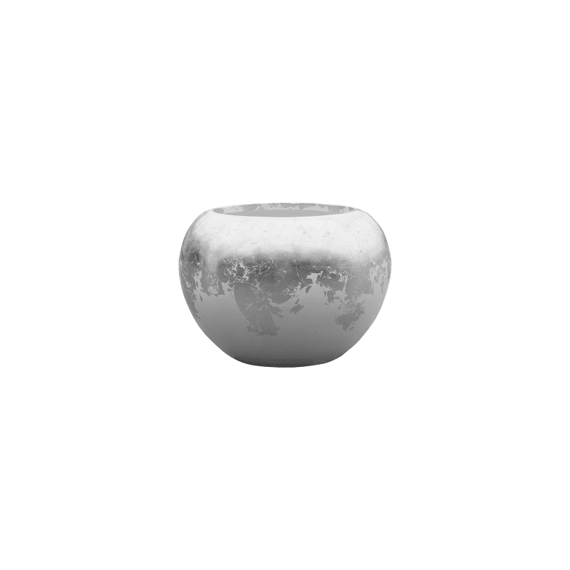 Caladium in Luxe Lite Glossy Globe Zilver - kunstplant