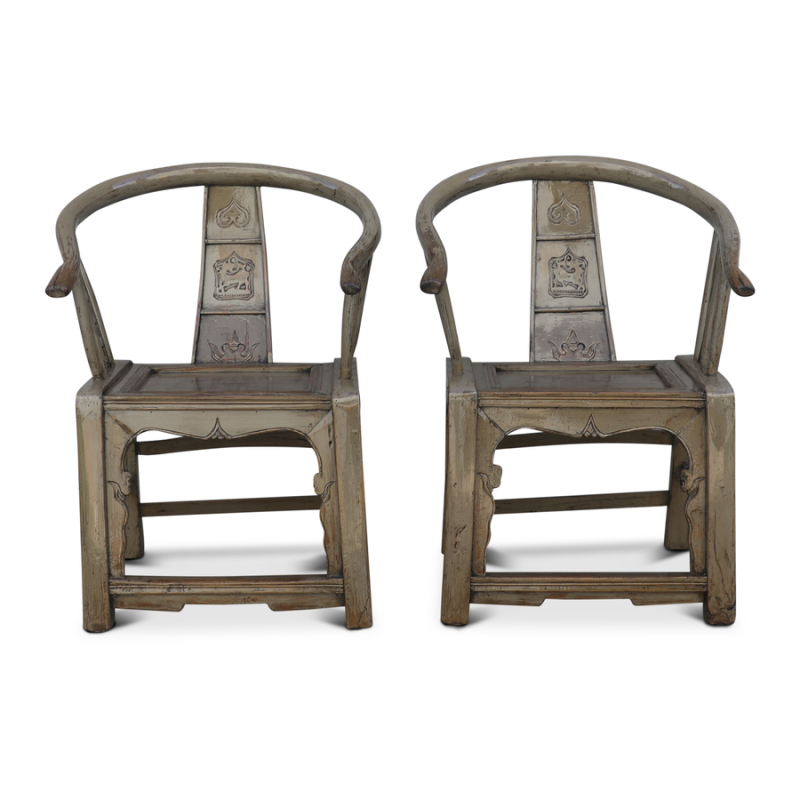 Chinese armstoel groen - set van 2 stuks