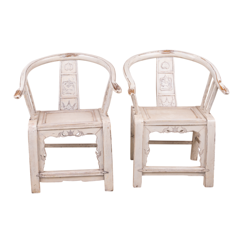 Chinese armstoel wit - set van 2 stuks