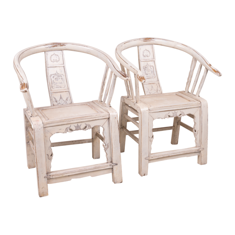 Chinese armstoel wit - set van 2 stuks