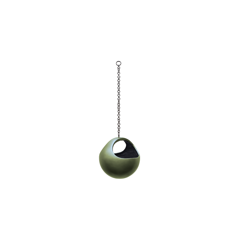 Metallic Basket Hanger Green
