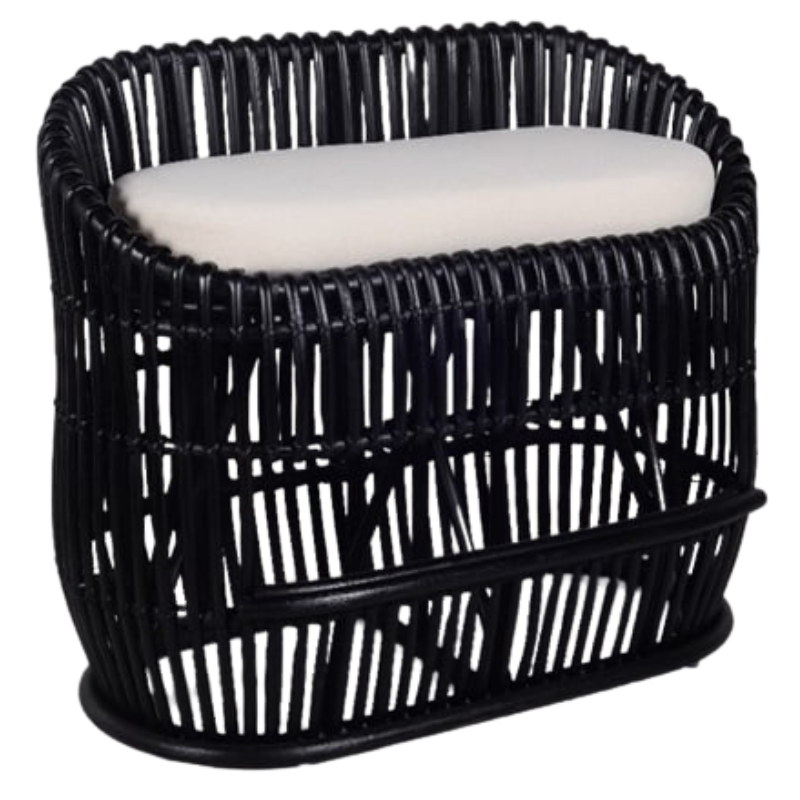 Bank Extra Dik Rotan Zwart 120x53