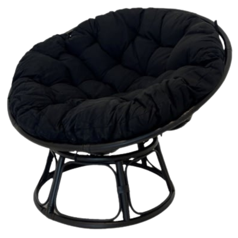 Loungestoel Papasan Rotan Zwart