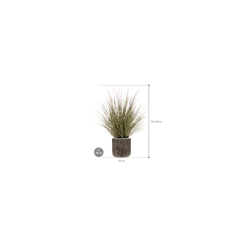 Grass Pennisetum in Luxe Lite Universe Waterfall Cilinder - kunstplant