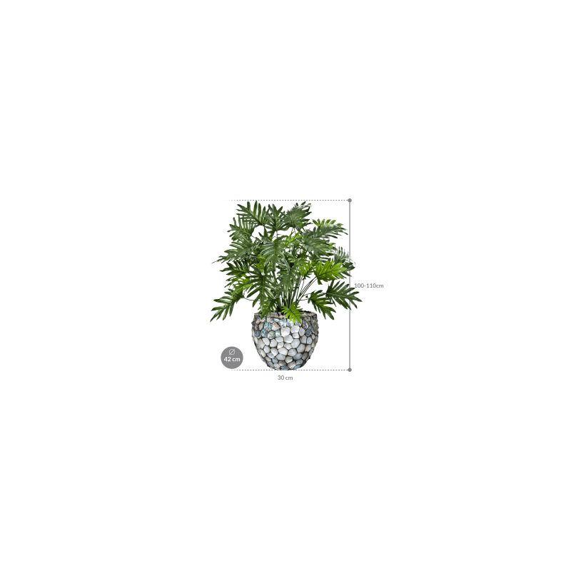 Philodendron in Oceana Pearl Abalone Couple Blauw - kunstplant