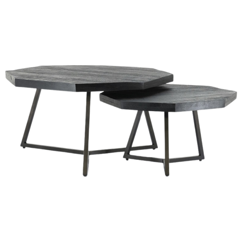 Salontafel Octagon zwart - set van 2