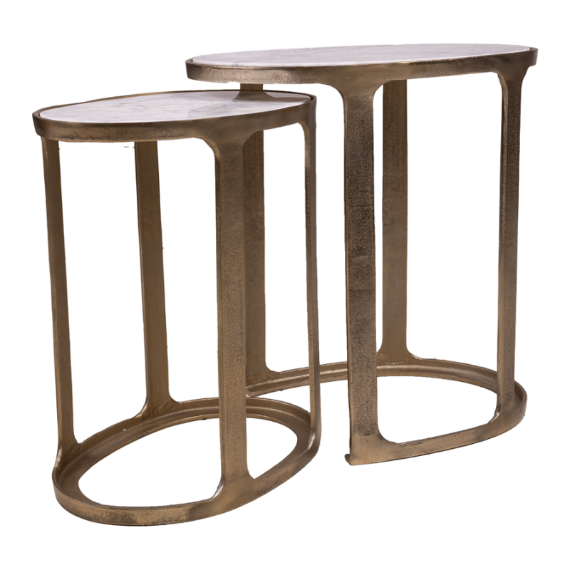 Bijzettafel Valeriano marmer goud (set van 2 stuks)