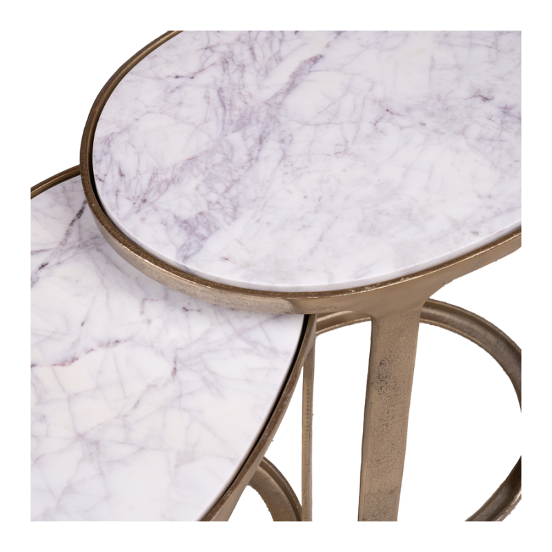 Bijzettafel Valeriano marmer goud (set van 2 stuks)