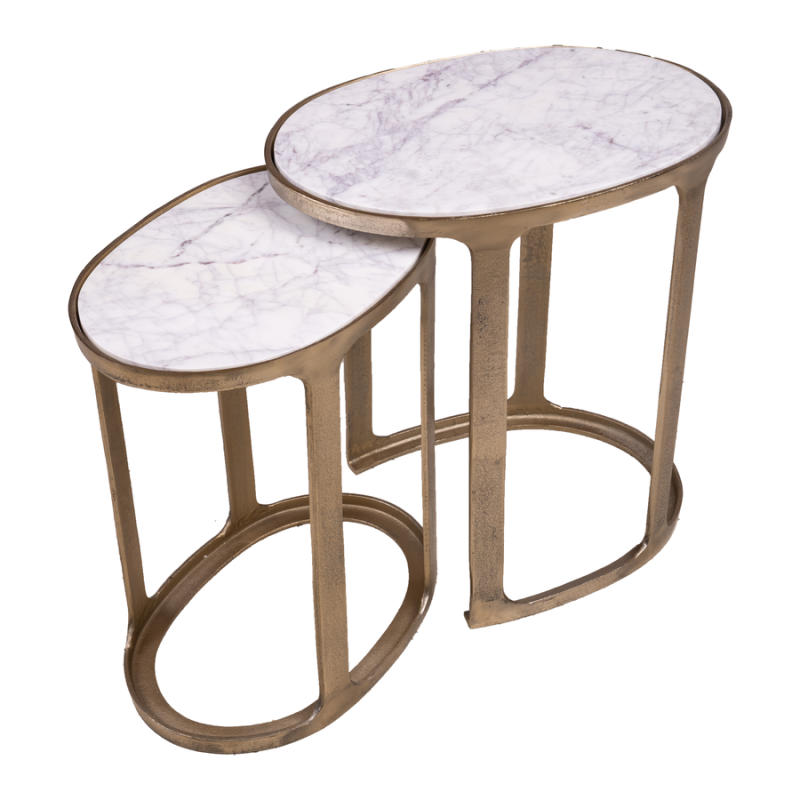 Bijzettafel Valeriano marmer goud (set van 2 stuks)