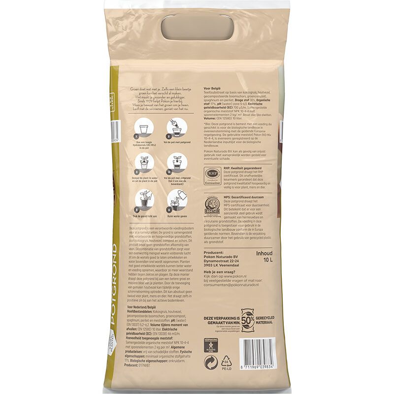 Pokon bio turfvrij kamerplanten potgrond 10L