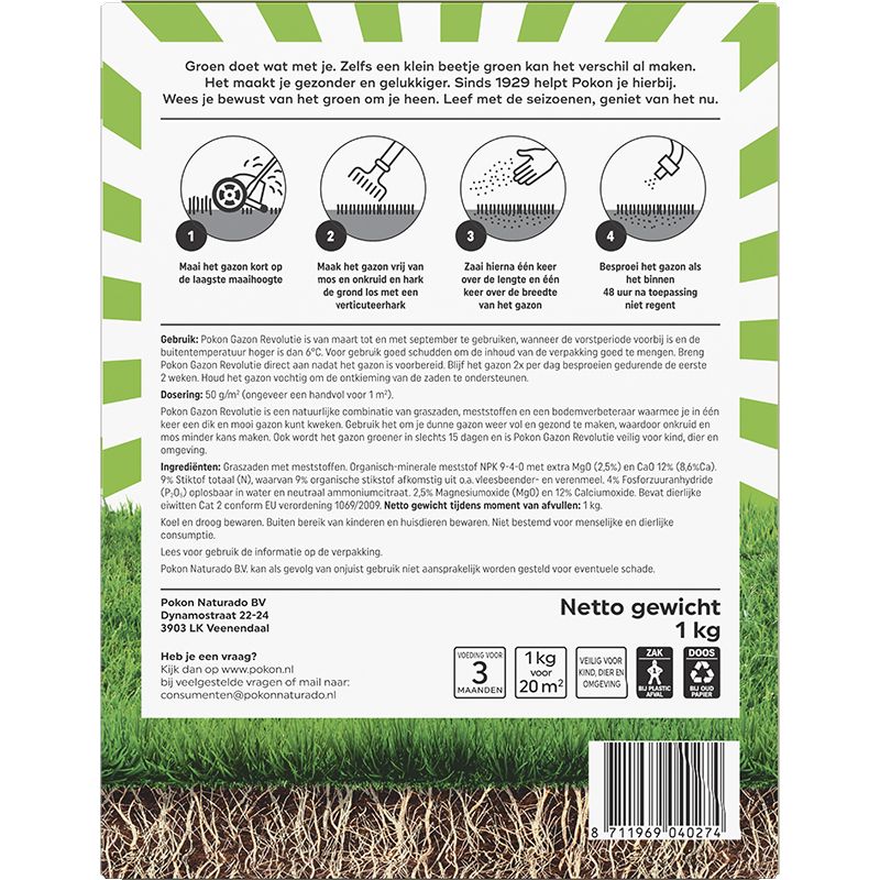 Pokon gazon revolutie 1kg voor 20m²