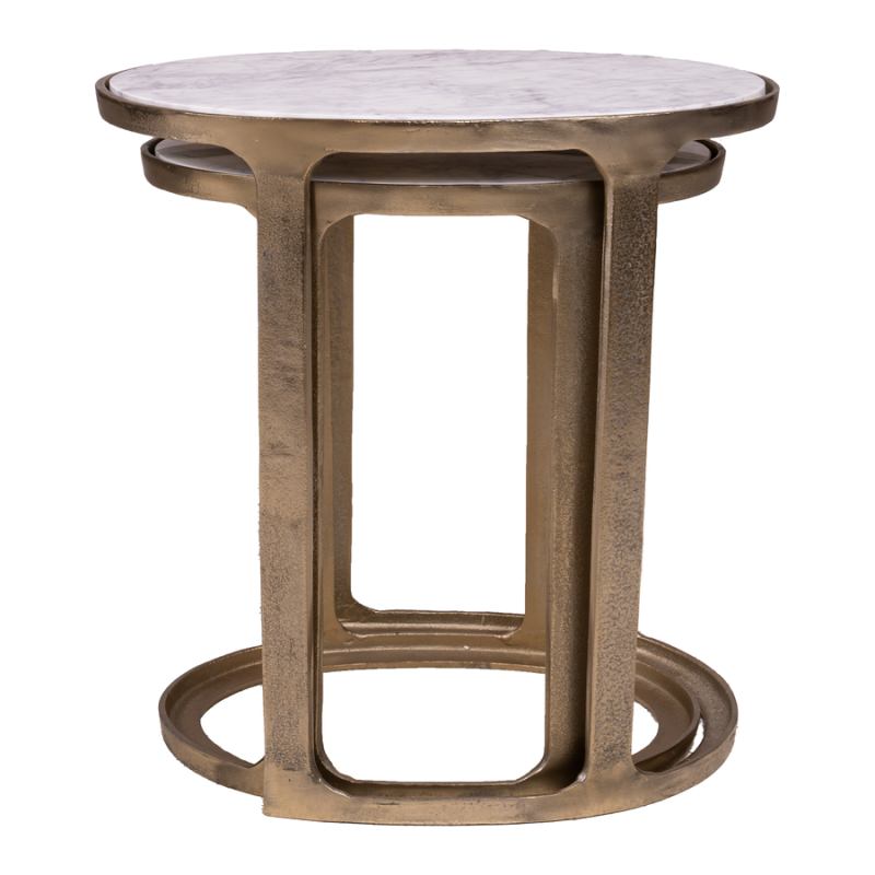 Bijzettafel Valeriano marmer goud (set van 2 stuks)
