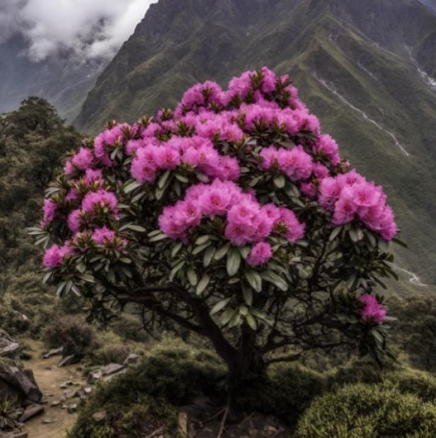 Rhododendron in de Nepalese Himalaya